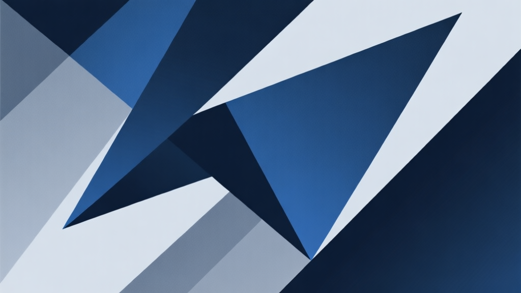 Abstract geometric composition with overlapping shapes representing stealth and strategy, soft dark blue and grey color scheme, modern minimal style, professional gaming concept illustration high quality illustration, detailed, 16:9
