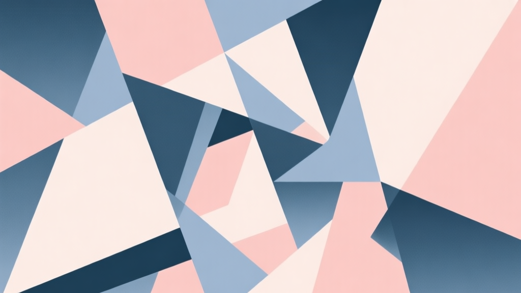 Abstract geometric composition with overlapping shapes representing chaos and order, soft pastel colors, modern minimal style, professional business concept illustration high quality illustration, detailed, 16:9