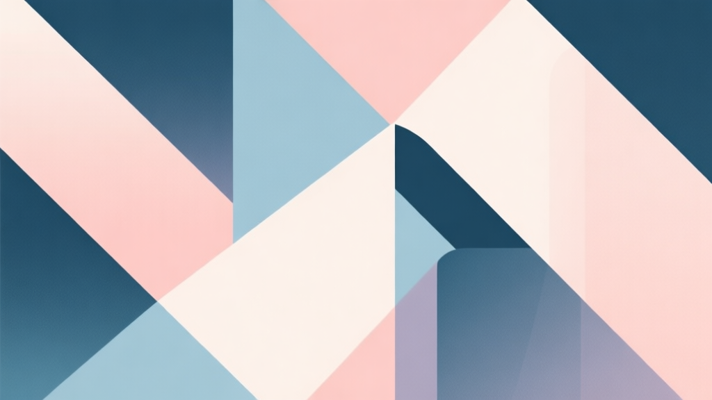 Abstract geometric composition with overlapping shapes, soft pastel colors, modern minimal style, professional business concept illustration high quality illustration, detailed, 16:9