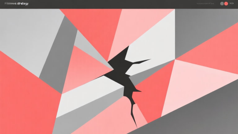 自动生成图片: Abstract geometric composition with overlapping shapes representing failed strategy, soft red and gray color scheme, modern minimal style, professional concept illustration of a failed plan high quality illustration, detailed, 16:9