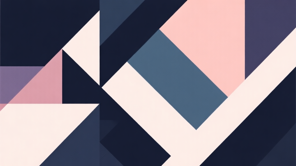 Abstract geometric composition with overlapping shapes in dark and light contrast, soft pastel colors, modern minimal style, professional game design concept illustration high quality illustration, detailed, 16:9