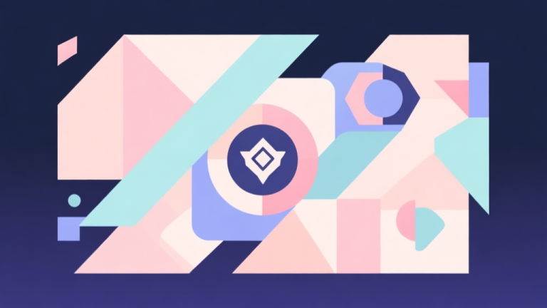 自动生成图片: Abstract geometric composition with overlapping shapes representing strategy and control, soft pastel colors, modern minimal style, professional gaming concept illustration high quality illustration, detailed, 16:9
