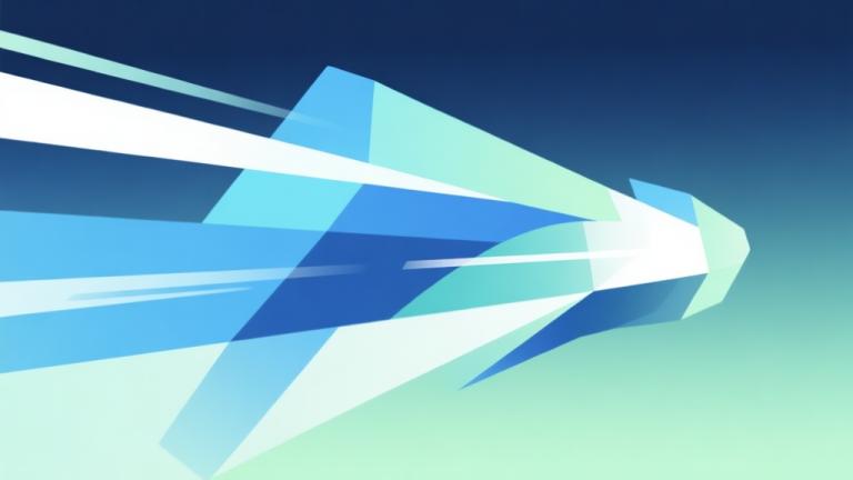 自动生成图片: Abstract geometric composition with overlapping shapes representing speed and movement, soft blue and green gradient, modern minimal style, professional game concept illustration high quality illustration, detailed, 16:9