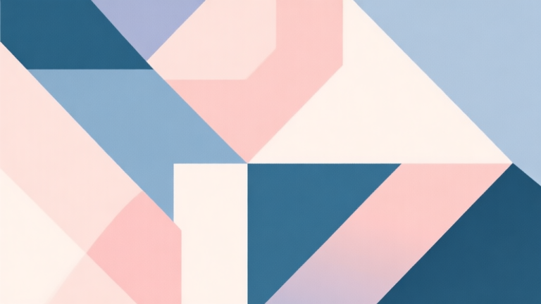 自动生成图片: Abstract geometric composition with overlapping shapes, soft pastel colors, modern minimal style, professional business concept illustration high quality illustration, detailed, 16:9