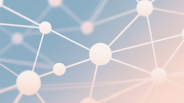 自动生成图片: Abstract network nodes connected by lines, soft color scheme, clean minimal illustration, modern digital concept high quality illustration, detailed, 16:9