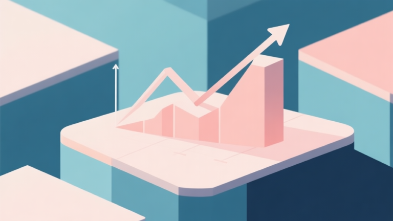自动生成图片: Abstract geometric composition showing a plateau graph with a stuck arrow, soft pastel colors, modern minimal style, professional business concept illustration high quality illustration, detailed, 16:9