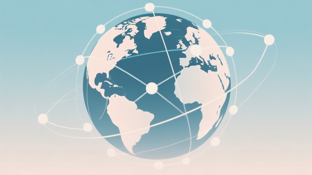 Abstract network nodes connected by lines across a globe, soft color scheme, clean minimal illustration, modern digital concept of time synchronization error high quality illustration, detailed, 16:9