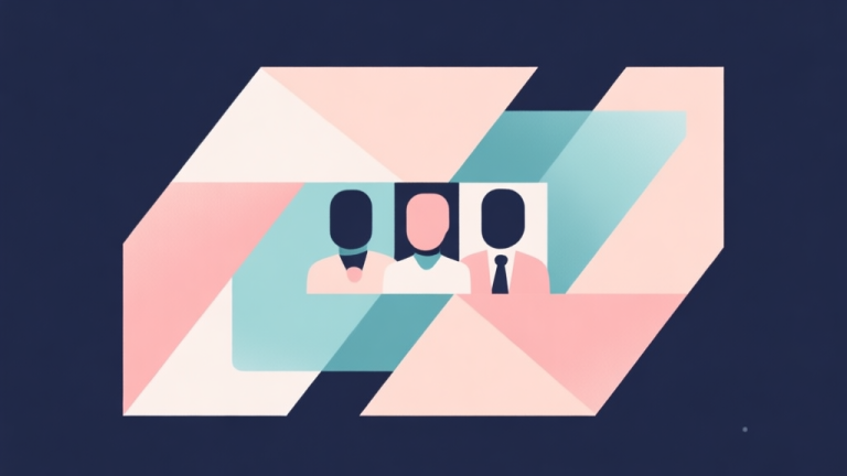 自动生成图片: Abstract geometric composition with overlapping shapes representing team synergy, soft pastel colors, modern minimal style, professional game strategy concept illustration high quality illustration, detailed, 16:9