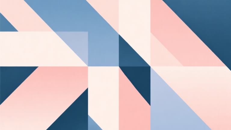 自动生成图片: Abstract geometric composition with overlapping shapes, soft pastel colors, modern minimal style, professional business concept illustration high quality illustration, detailed, 16:9