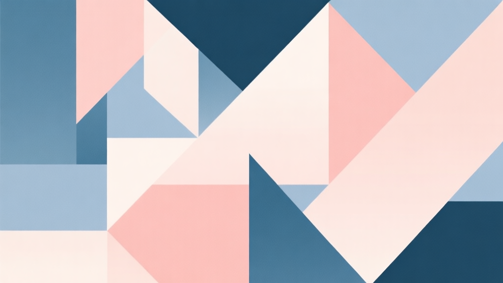 Abstract geometric composition with overlapping shapes, soft pastel colors, modern minimal style, professional business concept illustration high quality illustration, detailed, 16:9