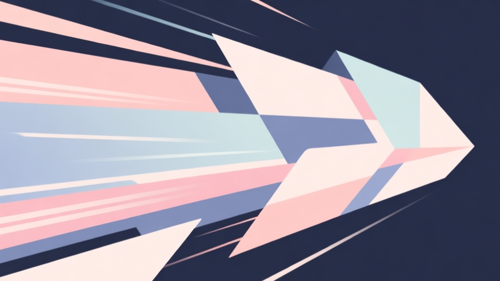 Abstract geometric composition with overlapping shapes representing speed and movement, soft pastel colors, modern minimal style, professional gaming concept illustration high quality illustration, detailed, 16:9