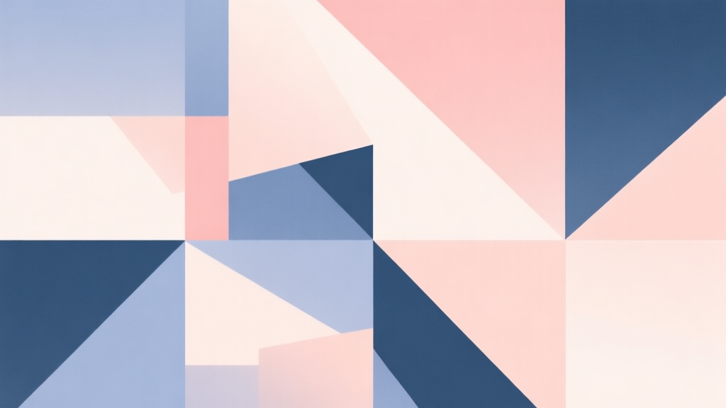 Abstract geometric composition with overlapping shapes, soft pastel colors, modern minimal style, professional business concept illustration high quality illustration, detailed, 16:9