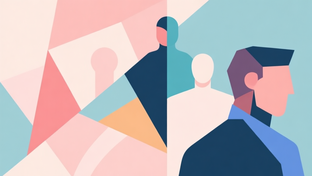 Abstract geometric composition with overlapping shapes representing different player types, soft pastel colors, modern minimal style, professional comparison concept illustration high quality illustration, detailed, 16:9
