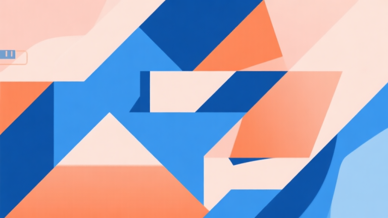 自动生成图片: Abstract geometric composition with overlapping shapes in blue and orange, soft pastel colors, modern minimal style, professional gaming strategy concept illustration high quality illustration, detailed, 16:9