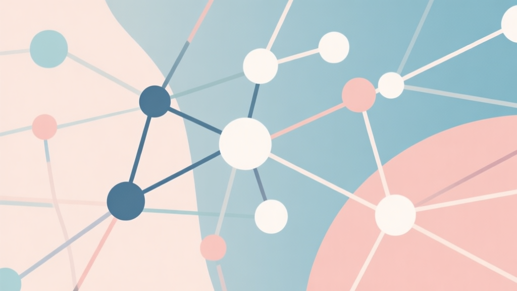 Abstract network nodes connected by lines, soft color scheme, clean minimal illustration, modern digital concept of community slang and terminology high quality illustration, detailed, 16:9
