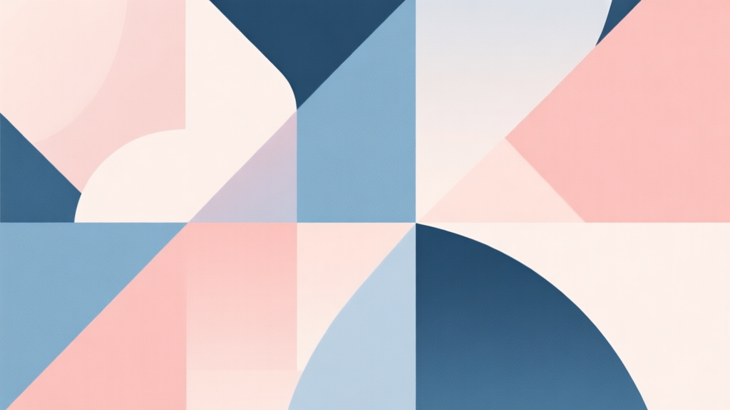 Abstract geometric composition with overlapping shapes, soft pastel colors, modern minimal style, professional business concept illustration high quality illustration, detailed, 16:9