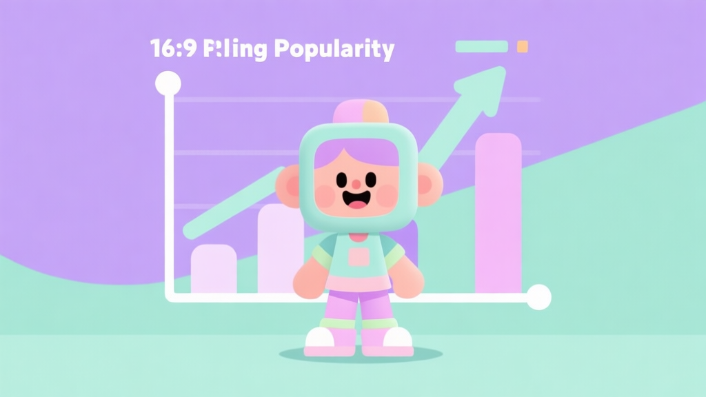 A cheerful, stylized game character in a cohesive pastel outfit standing in front of a rising popularity bar chart, soft lavender and mint green background, flat design style high quality illustration, detailed, 16:9