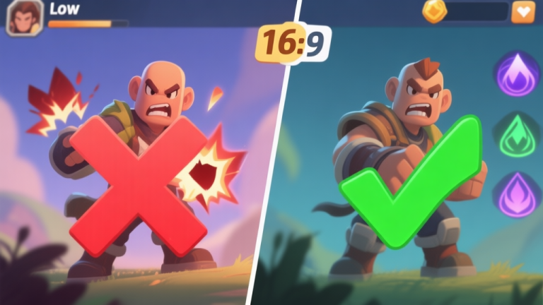 自动生成图片: A split-screen game UI comparison showing a character dealing low damage with a red 'X' and high damage with a green checkmark, with subtle elemental icons changing in the background, soft gaming color palette high quality illustration, detailed, 16:9