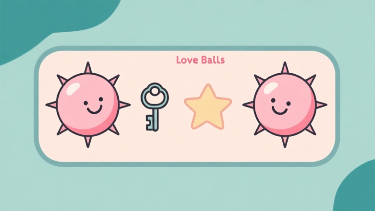 自动生成图片: A minimalist, top-down view of a Love Balls level with two smiling balls separated by spikes, a key, and a star, drawn in soft pastel colors with clean lines, flat design style high quality illustration, detailed, 16:9
